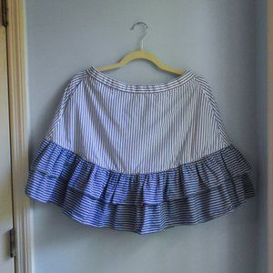 JCrew Blue and white stripe skirt with double ruffle hem, 100% cotton, size 6